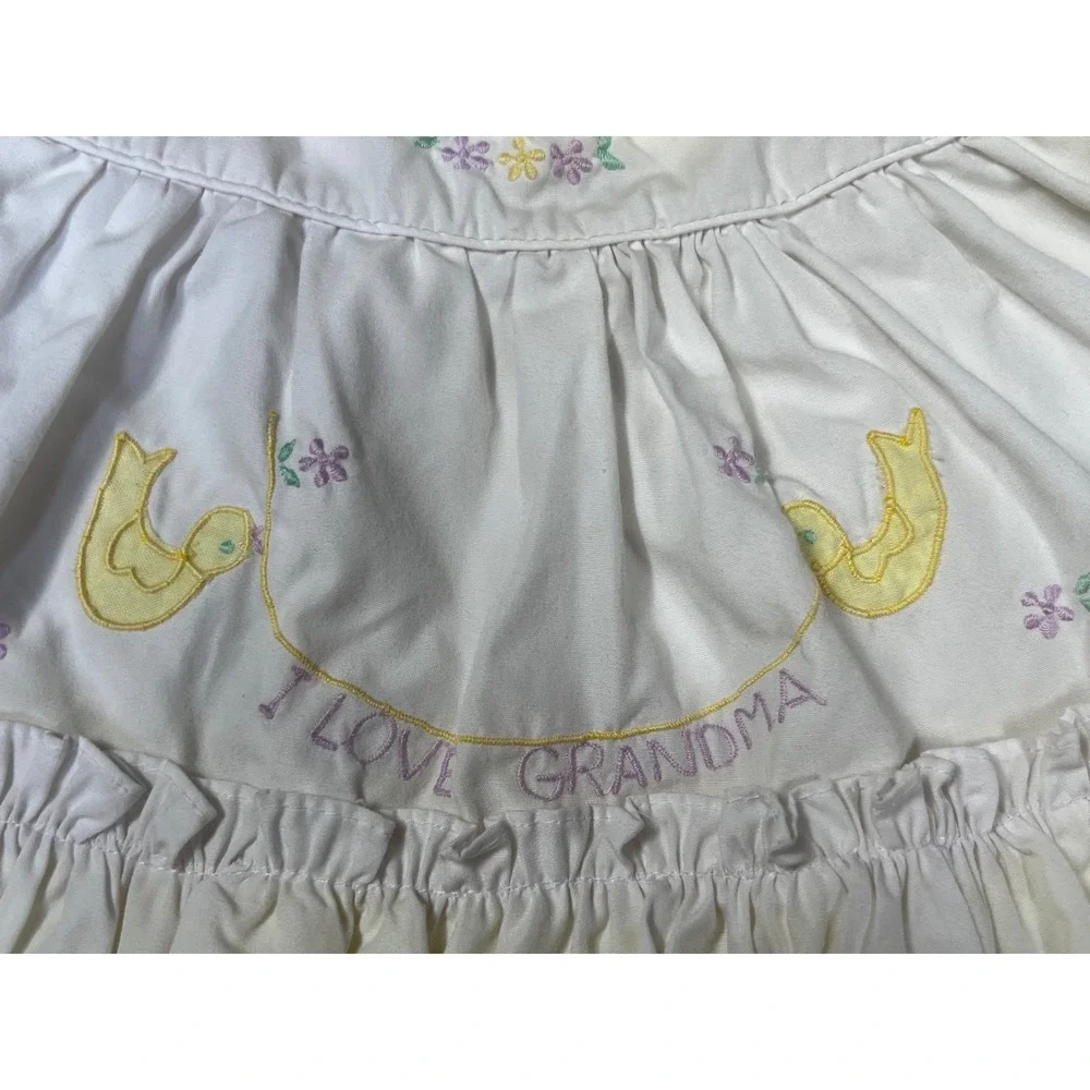 Vintage I Love Grandma Baby Girl‎ Outfit Yellow White Embroidered 12 Months 2pc